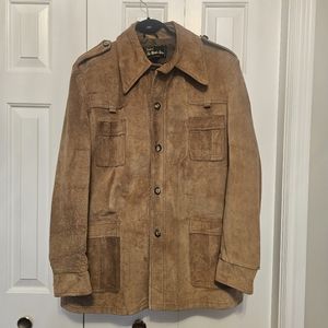 Vintage Suede Safari jacket -Tan brown Sz.L